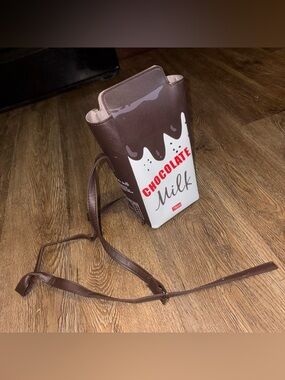 Chocolate Milk Novelty Crossbody Bag - Brown & White